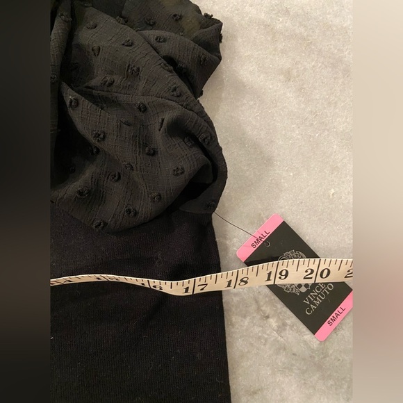 NWT Vince Camuto Size S Black Swiss Dot Long Sleeve Mock Neck Knit Sweater - Picture 10 of 14